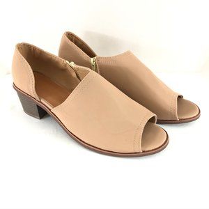 Womens Chunky Heels Sandals Peep Toe Faux Leather